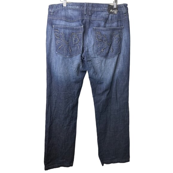 Antik Jeans Size 38 Denim Straight Leg Jeans Mid Rise Embellished Pockets Mens - Picture 2 of 9